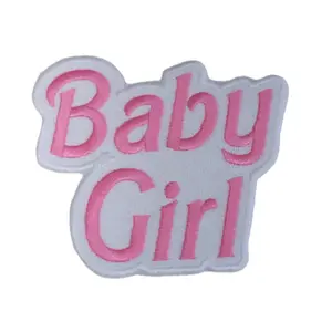 Pink Baby Girl Iron On Embroidered Applique Patch