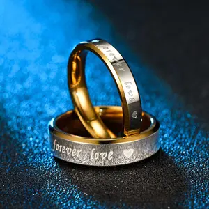 Forever Love Engraved Titanium Steel Couple Rings – Personalized Daily Jewelry for Men & Women, Anniversary Gift