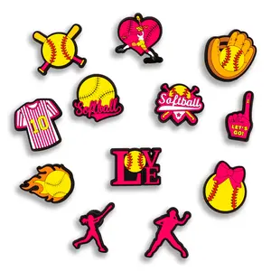 Softball Shoe Charms Baseball 12PCS PVC Clog Pins Accessories Party Favors Birthday Gifts Holidays Decoration for Boys Women Girls