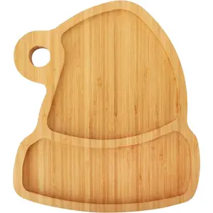 Small Christmas  Serving Tray 9.8" x 8.7" - Santa Hat Shape - Festive Wooden Snack Platter for Holiday Cookies &  - Christmas Kitchen & Party Decor