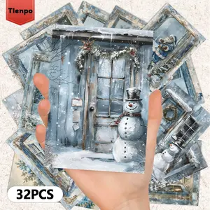 Vintage Christmas Themed Postcard, 32pcs/set Retro Christmas Card, Greeting Card, Festival Greeting Card for Friends Family Lovers