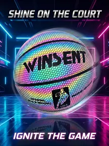 Holographic Reflective Basketball, Glow In The Dark, Official Size 7, Indoor/Outdoor Pro Ball