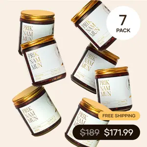 White Elephant Prik Nam Mun - 7 PACK | Premium Thai Chili Crisp (8 oz) | Artisanal Chili Crunch with Extra Virgin Olive Oil, Organic Shallots, Garlic & Truffles | Gourmet Hot Chili Oil