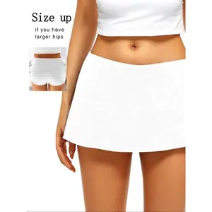 New Women's Solid Low Rise Casual Sporty Skort, Casual Fitness Yoga Skort with Anti-Exposure Design, Perfect for Outdoor Tennis & Workouts