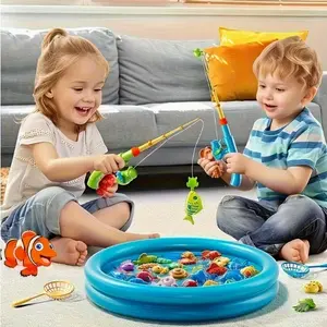 Magnetic Fishing Game Bath Pool Toy, 48 Pieces Fishing Toy Game Floating Fish Magnet Rod Net Educational Teaching, Educational Toy, Birthday, Christmas Gift