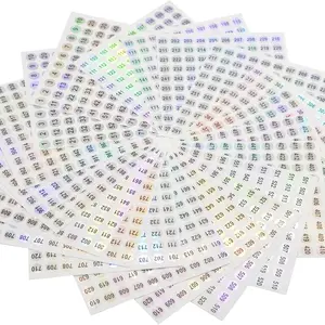 Round Reflective Laser Number Stickers Self Adhesive Label Stickers Inventory Storage Organizing Sticker for DIY Craft Marking Numbering Manicure Tool Sticker Sheets