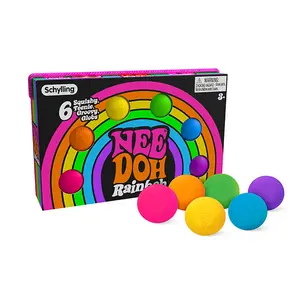 NeeDoh Rainboh - Sensory Toy with Fun Dough Filling - 6 Tennie NeeDoh in Rainbow Colors - Ages and Up