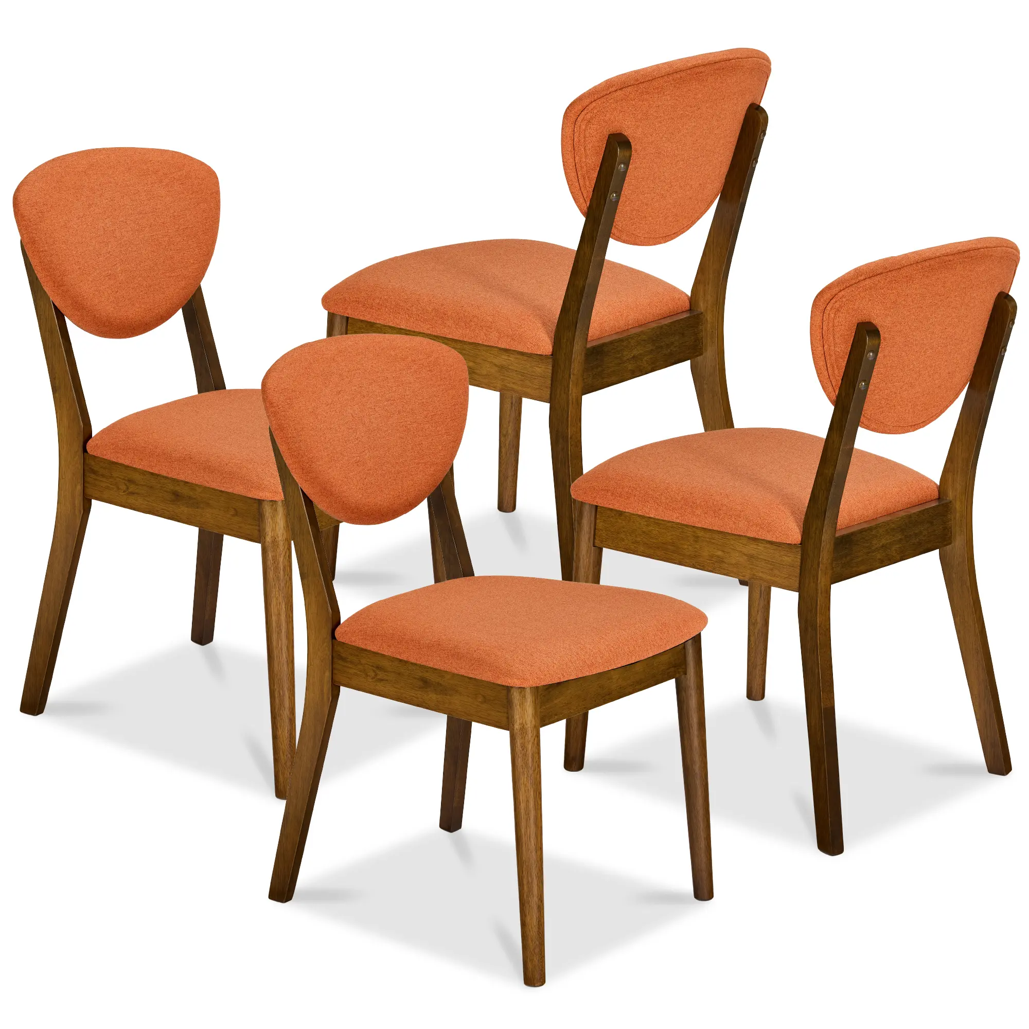 Best Choice Products Set of 4 Wooden Dining Chairs, Wood Modern Farmhouse Upholstered Chairs