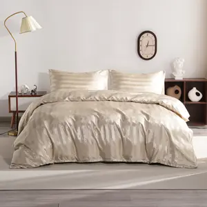 NTBAY 3 Piece Silky Stripe Satin Bedding Set – Soft & Luxury Comforter Cover Set