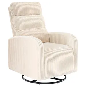 360°Swivel Nursery Chair Comfy Corduroy Chair for Bedroom Rocking Chair with Thick Cushion High Back Sofa for Living Room Nursery Reading Room