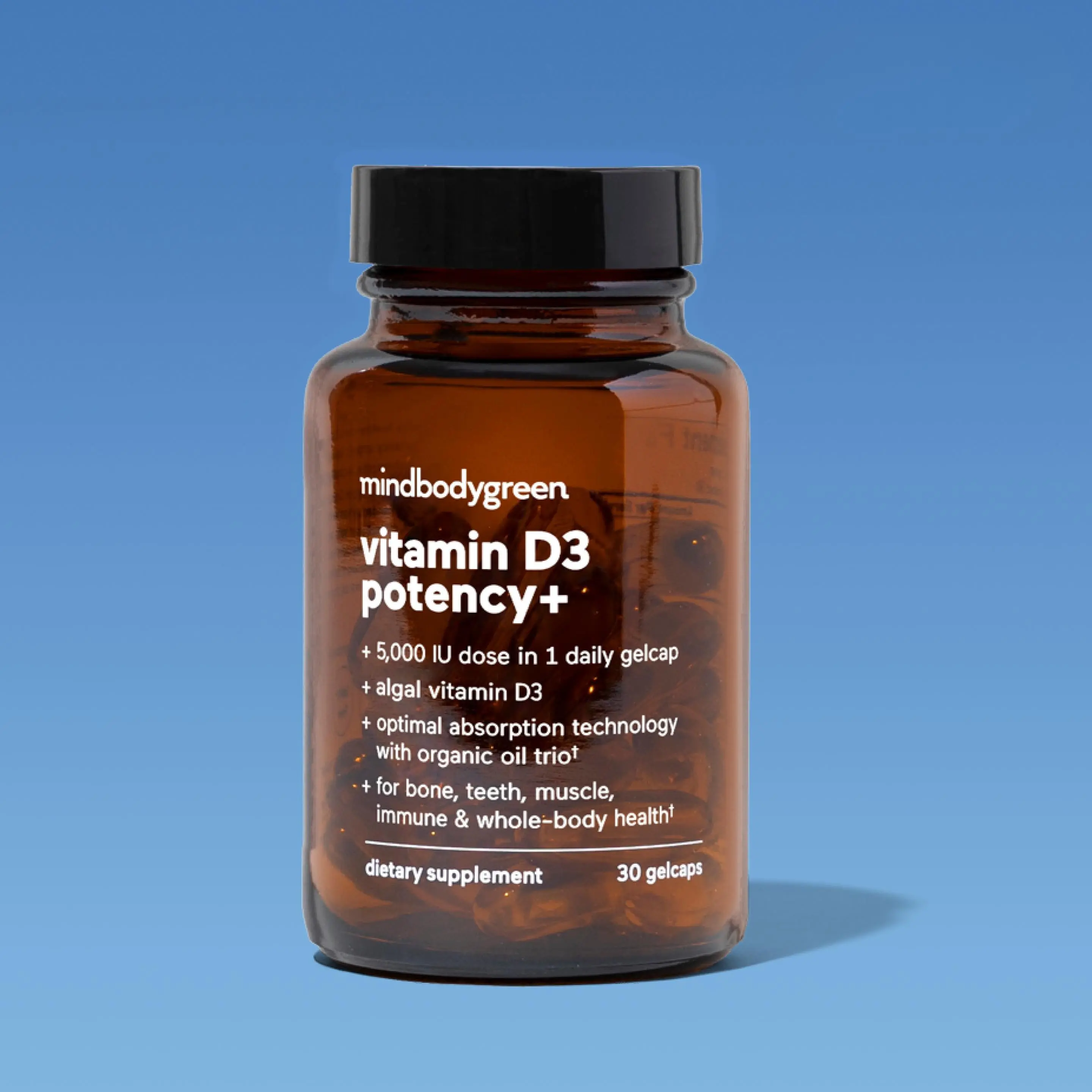mindbodygreen Vitamin D3 Potency+ 5000 IU Daily Gelcap with Optimal Absorption Technology for Bone Teeth Muscle Immune & Whole-Body Health 30 Gelcaps - Healthcare