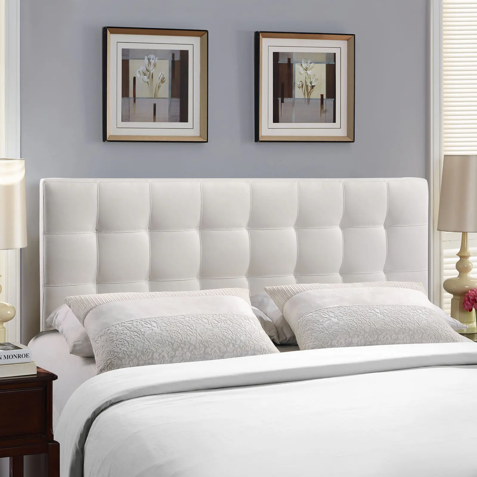 Modway Lily Queen Upholstered Vinyl Headboard in White