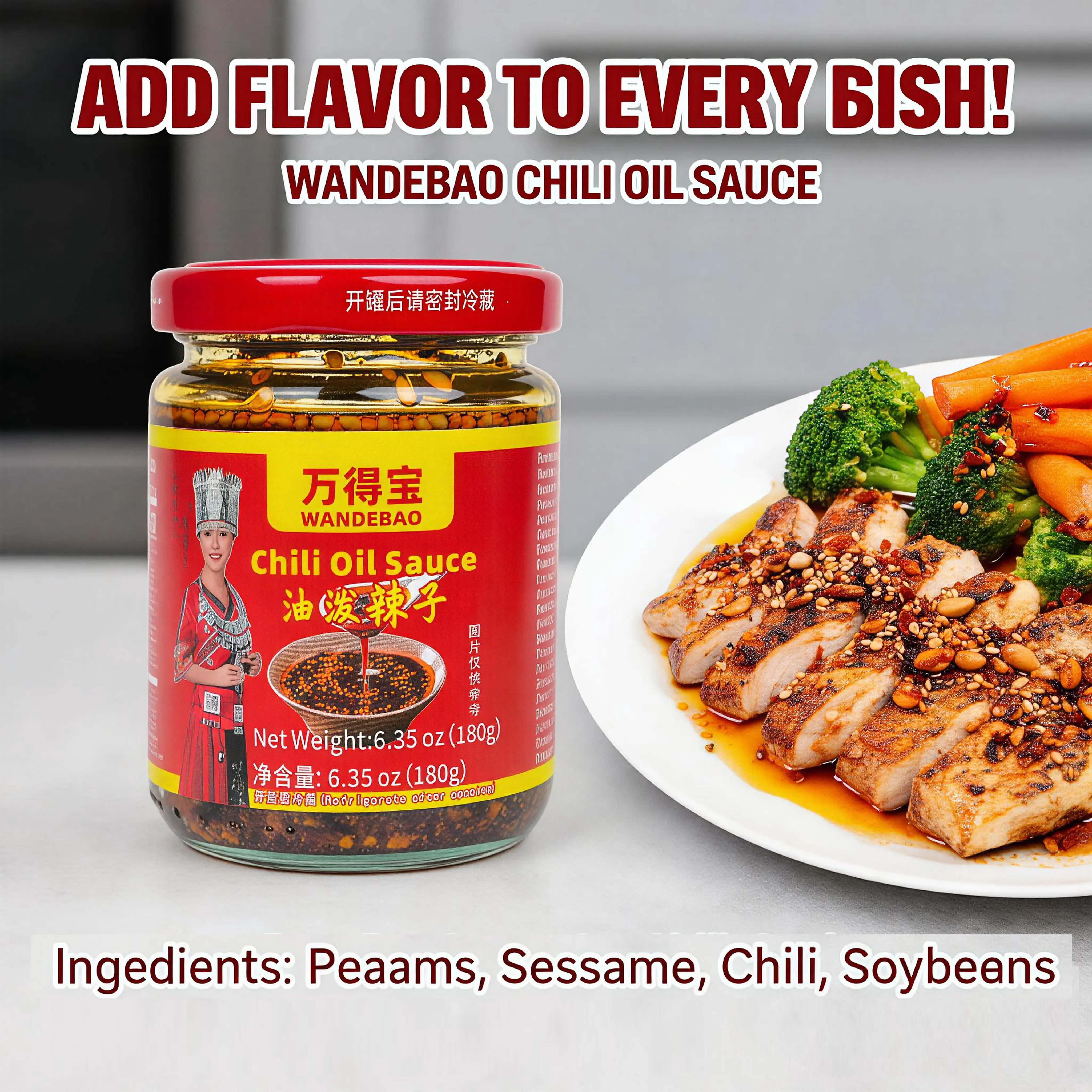 Classic Chinese Chili Oil Condiment for Ramen Broth, Dumpling Skins & Seared Tofu, Mild Spice Blend with Fragrant Five-Spice Notes, Versatile Kitchen Staple Sauce for Everyday Asian Dishes#backtoschool