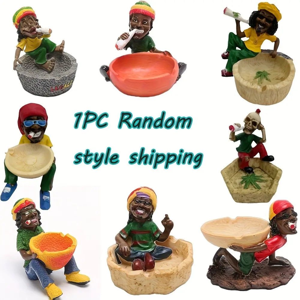 Random Style Small Jamaican Ashtray, Elegant Resin Design, Home Decor Art Craftsmanship, Decorative Home Ornament, Unique Smoking Accessory, Decor Figurine, Statue, Sculpture Desk Decor, Figurines Decor, Unique Ornaments