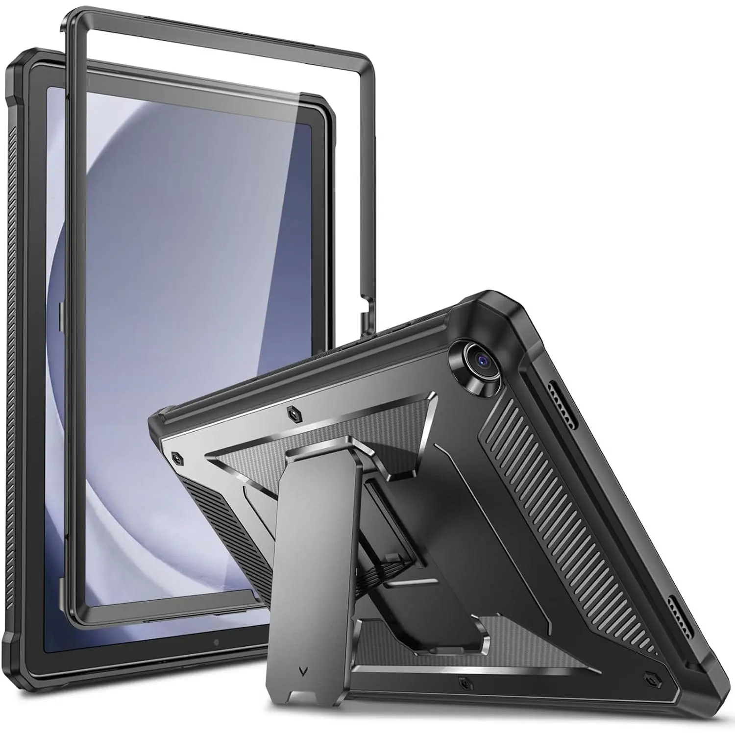 Shockproof Case for Samsung Galaxy Tab A9 Plus/A9+ 5G 11 Inch 2023 Model (SM-X210/X216/X218), Tuatara Rugged Unibody Hybrid Bumper Kickstand Cover Built-in Screen Protector, Black
