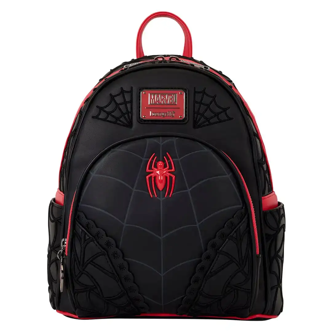Loungefly Marvel Spider-Man Basic Mini Backpack for Adults, Lace-Accented Faux Leather Bag with Adjustable Shoulder Strap, Bag Backpack, Casual Backpack