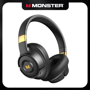 Monster Over-Ear Headphones with Pure Bass Sound, Bluetooth 5.4 Active Noise Cancelling Headphones, Up to 60H Battery Life and Speed Charge, Lightweight, Comfortable and Foldable Design (Black & White) summerwins
