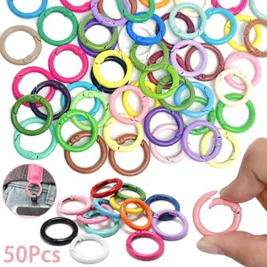 50Pcs 23mm Round Spring O Rings Metal Carabiner Snap Buckle Clip Trigger DIY Accessories for Purse Keyrings Handbag Lanyard Multi Purpose Keychain Keychain Attachment