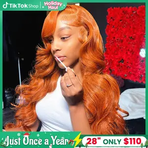 Bling Hair Colored Orange Ginger Body Wave Lace Frontal Wigs Human Hair 13x6 13x4 HD Lace Frontal Wig Loose Wave 30 32 Inch Brazilian Transparent Lace Wig for Women Pre Plucked 180% Density TikTokShopHolidayHaul