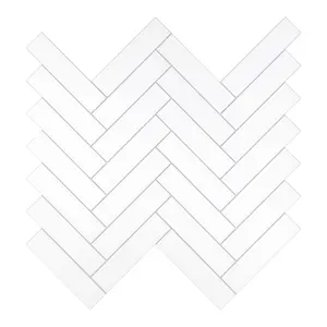 INNO STICKES 10-Sheet Herringbone Peel and Stick backsplash for Kitchen, Stone Composite Self Adhesive Tiles, Wall Tile for Kitchen Bathroom Fireplace, 12 x 13 Inch White
