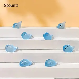 8pcs Miniature Glow-In-The-Dark Ocean Dolphin DIY Creative Decorative Vase, Fish Tank Decoration Ornament, Aquarium Accessories