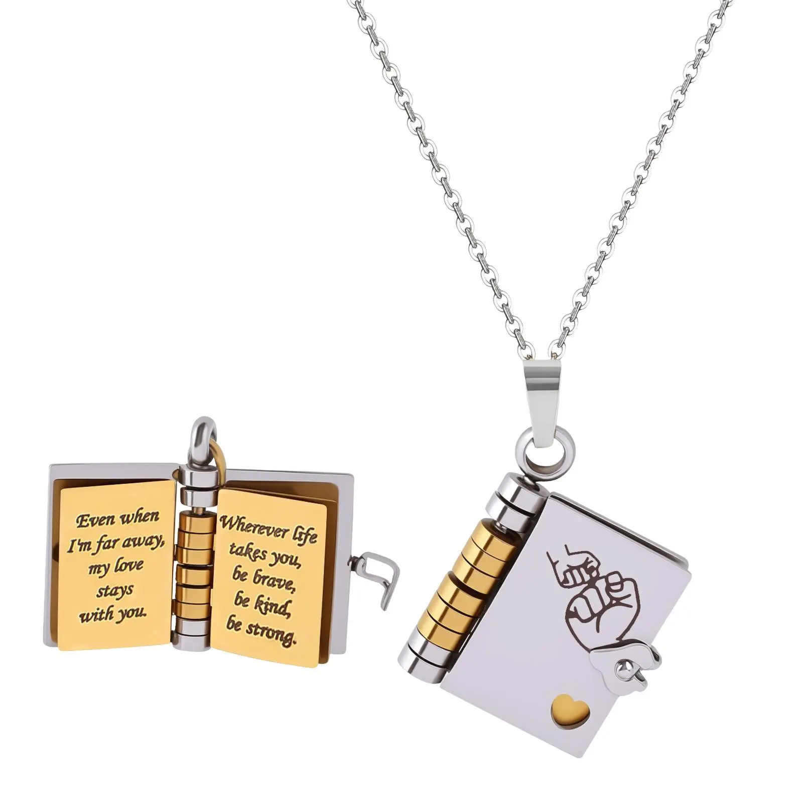 Heartfelt Book Necklace – Meaningful Love Jewelry for  Grandson Perfect Christmas Gift
