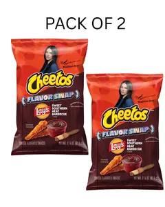 Pack of 2 Cheetos Cheese Flavored Snacks, Lay’s Flavor Swap Sweet Southern Heat BBQ, 2.875 oz (81.5 OZ), Crunchy​ Cheese, viral, chips, Madison Beer