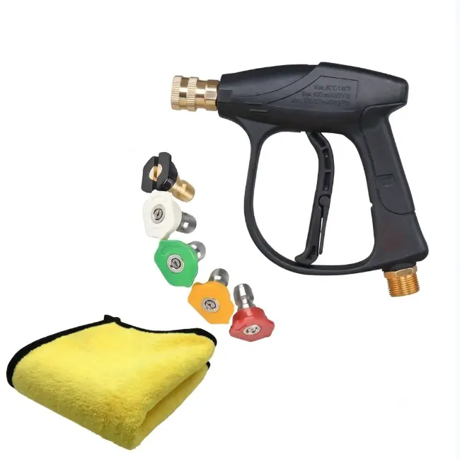 High Pressure Washer Gun, 3000 PSI Replacement Spray Gun with 5 Quick Connect Nozzles & M22-14mm Hose Connector – Perfect for Car Wash, Patio & Driveway Cleaning