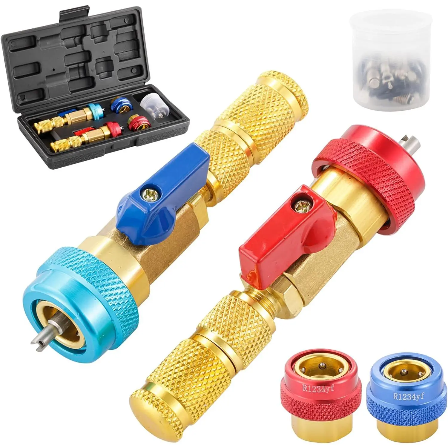 R134a R1234yf Valve Core Remover Installer Tool, No Refrigerant Loss AC Schrader Valve Core Removal Tool for Automotive Air Conditioning R134A R1234YF R22 High Low Side