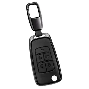 For Key Fob Cover Leather Car Compatible for 2010-2019 Chevy Equinox Malibu Impala Cruze Sonic 5-Buttons Key Case Truck Accessories chevy 1500 accessories