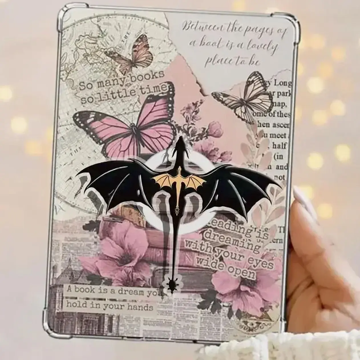 Tairn And Andarna Flying Fourth Wing Dragons Fantasy Romance Dragon Magnetic Kindle Grip Book Lover Cute Bookish Kindle Accessories Phone Holder PopSocket Phone Grip Magnetic Pop Socket Phone Grip