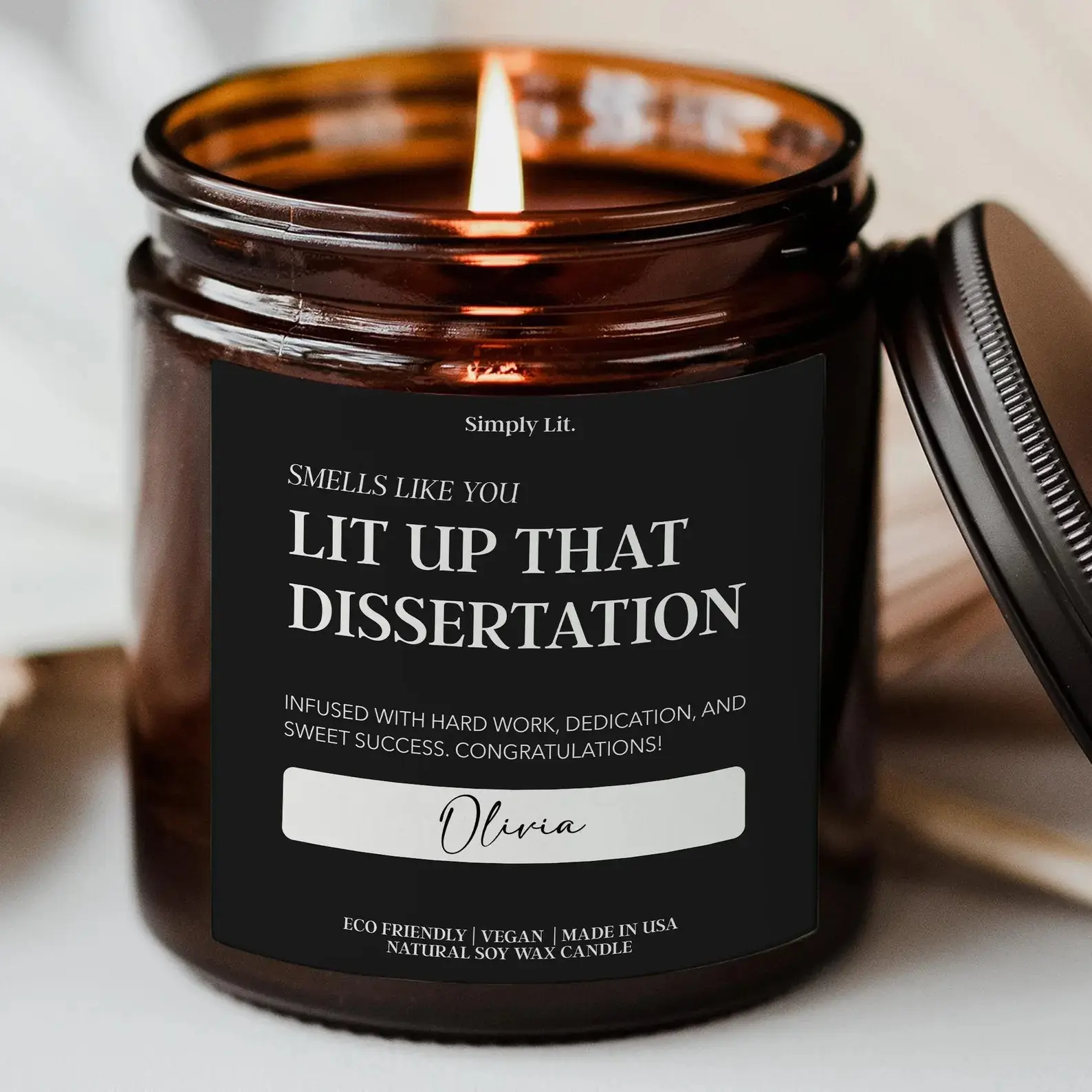 Personalized Dissertation Gift Doctorate Smells Like Candle Funny EdD PhD Graduation Gift Doctoral Student Custom Grad Present Custom Graduation Gift for Graduate Class of 2025 Grad Gift Grandson College High School Graduation, Birthday Gift For Him