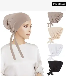 Women Hijab Undercap, Islamic Muslim Under Hijab Cap Inner Under Scarf Hat Hijab Cap with Tie Back Closure