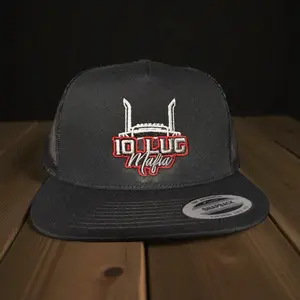 Flatbill 10lugmafia Logo Center Logo Snapback Hat with Unique Design and Branding black on black