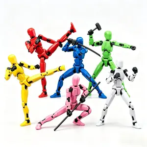 Lucky Titan T13 6-Pack 14cm 3D Printed Action Figures - PLA Resin Model Kits with 30 Movable Multi-Joints, Customizable Anime Action Figures for Desk Decor, Collectible Toy Gifts for Anime Fans
