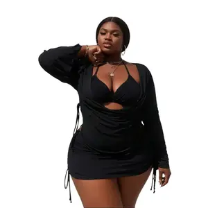Women's 2-Piece Plus Size Nylon-Spandex Floral Print Bikini Set - Plus Size Swimsuits, UPF 50+ Sun Protection, Adjustable Straps, Mid-Length, Slimming Tummy Control for Beach Vacation