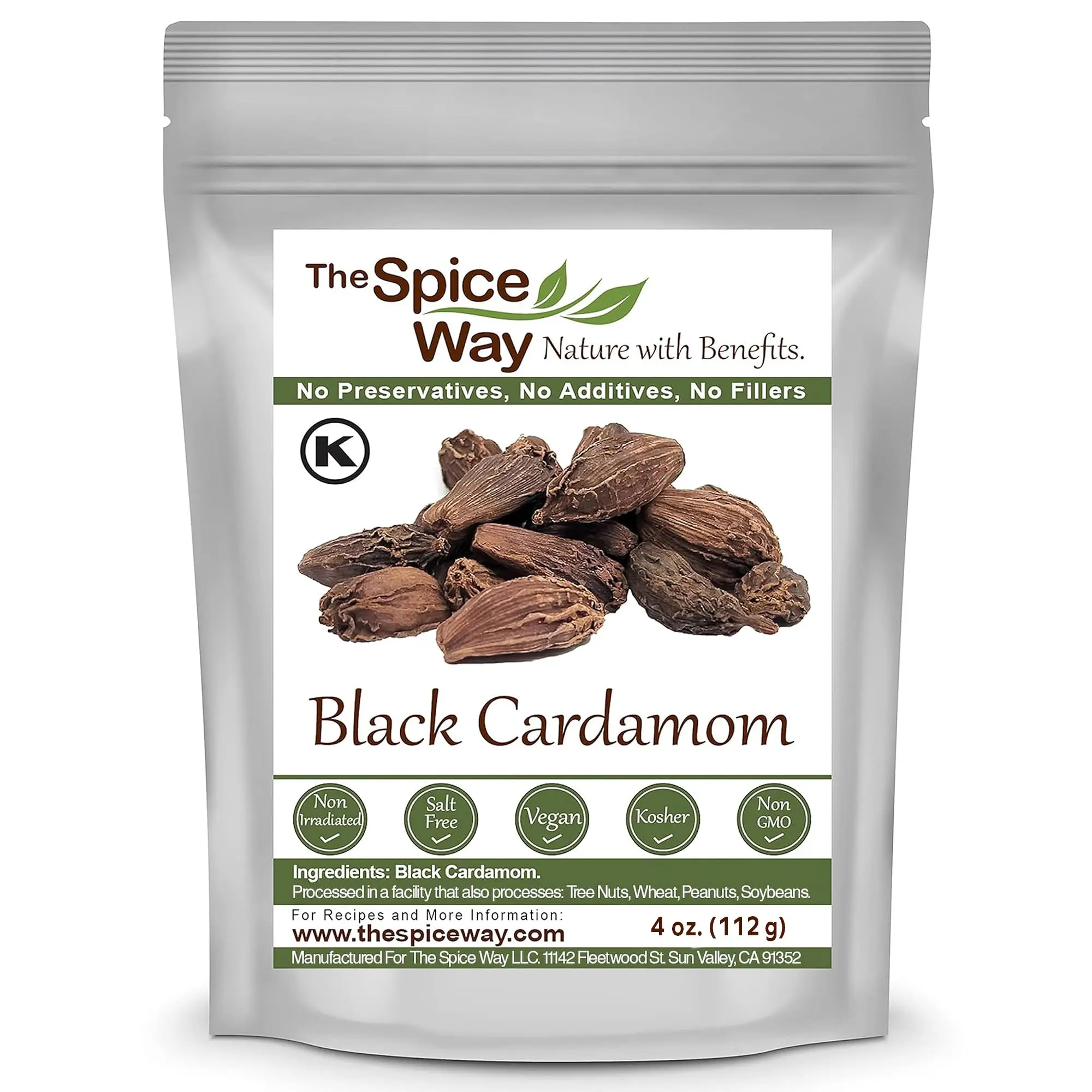 The Spice Way Black Cardamom Pod -  Freshly Packed in the US - No Preservatives Additives or Fillers - Pure Herbal Seasoning for Cooking & Drinks
