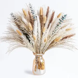 Pampas Grass Decor |Dried Eucalyptus Bouquet pompas Grass Boho Dried Floral Arrangement Centerpiece Table Decor Wedding Decor Rustic Decor(Fd-01)