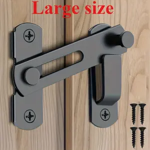 Stainless Steel Barn Door Lock 180° Flip Sliding Latch Anti-Theft Security Gate Lock with 2 Keys for Bathroom Garage Outdoor Cabin Shed Easy Install Hardware Large Size hard
