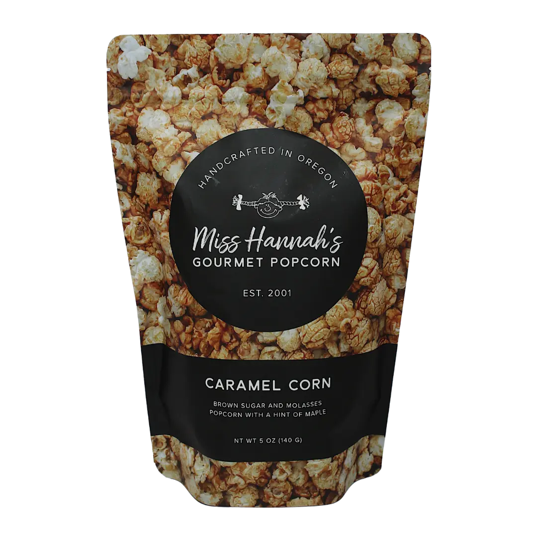 Miss Hannah's Gourmet Popcorn Caramel Corn - Crunchy Brown Sugar Molasses & Maple Flavor - Gluten Free Dairy Free Vegan Snacks