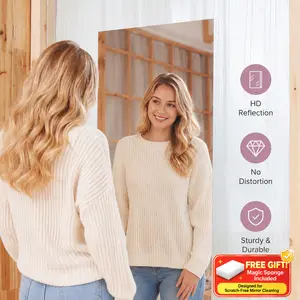 Self-Adhesive Flexible Mirror Sheets, Full Length Wall Mirror Stickers for Home Decor, Peel and Stick Soft Mirror Film for Bedroom & Dorm
