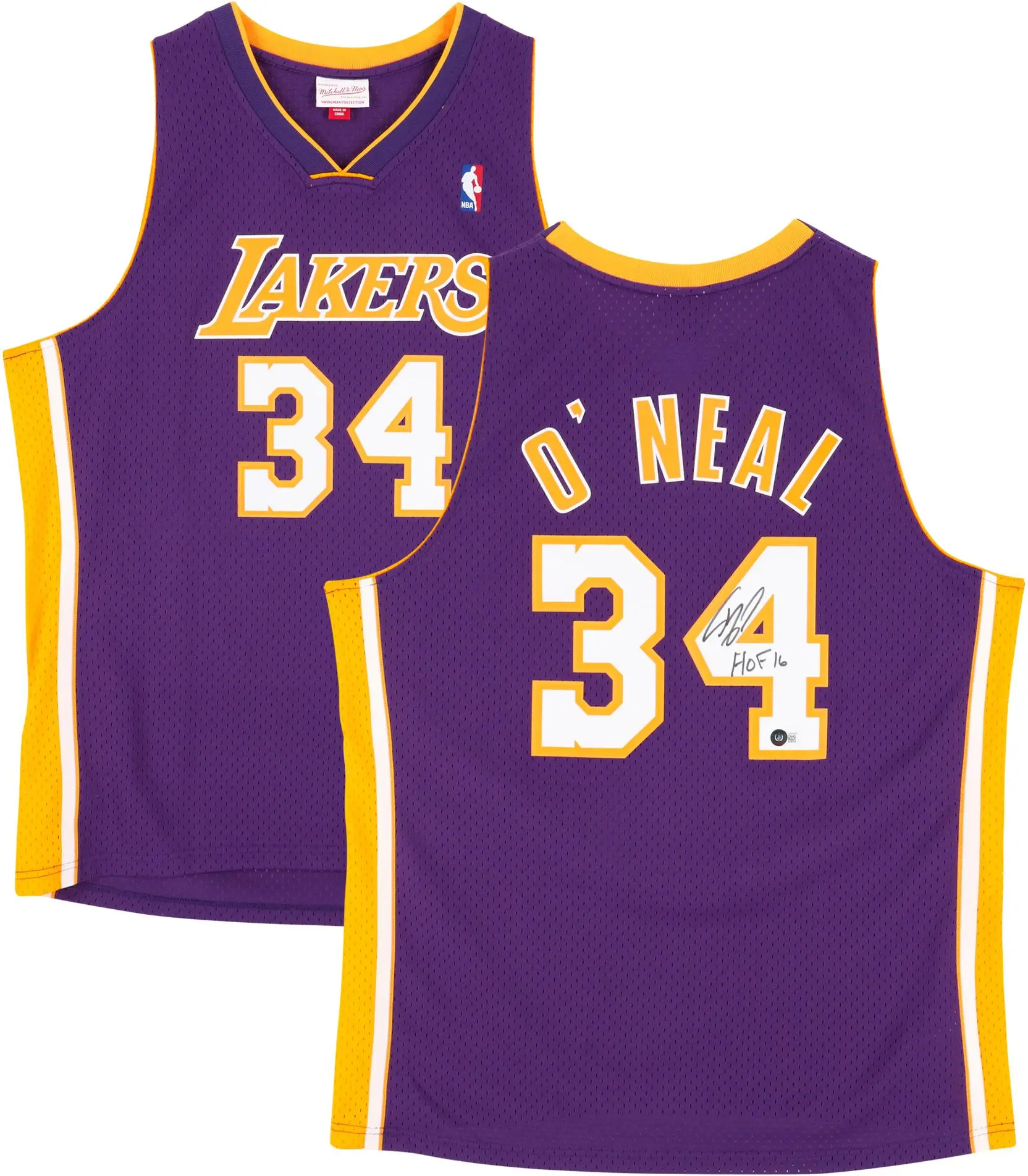 Shaquille O'Neal Los Angeles Lakers Autographed Purple Mitchell & Ness 1999-00 Swingman Jersey with "HOF 16" Inscription - Fanatics Authentic Certified