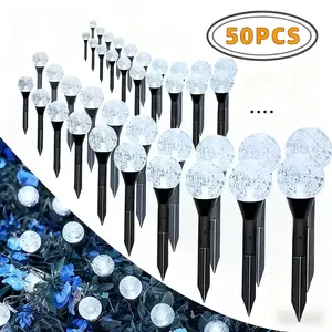 UMEUC 50-Piece Outdoor Solar Crystal Ball String Lights 19-Foot/6-Meter IPX4 Lawn Light Strip 8 Lighting Modes with Light Sensor Switch Ideal for Garden, Courtyard, Pathway, and Landscape Lighting