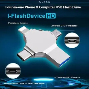 USB Flash Drive 4-in-1 OTG Memory Stick, Plug and Play External Storage Compatible with iPhone, iPad, Android Phones, PC & Phone Accessories