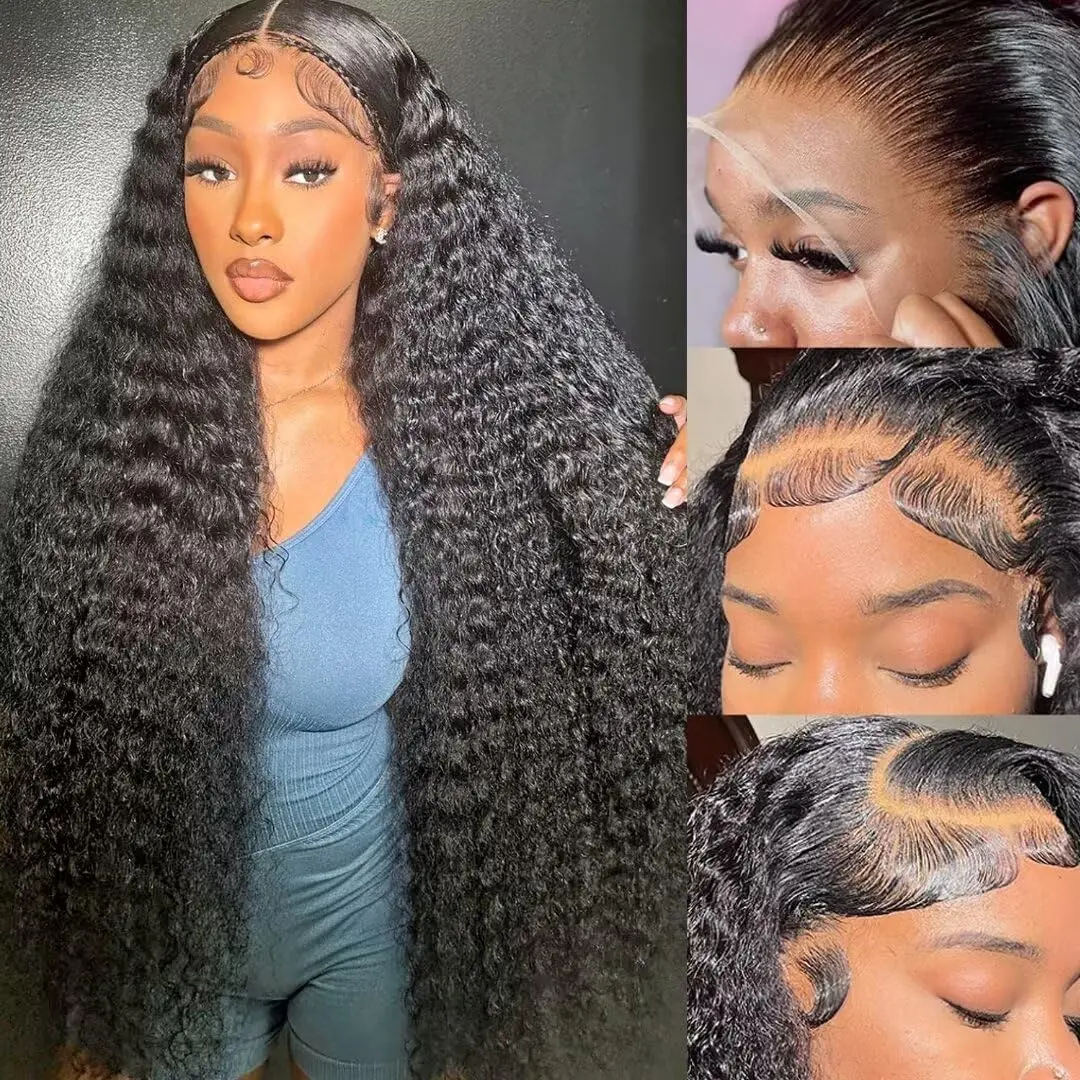 Lemoda 220% Density Curly Lace Front Wig Human 13x6 Deep Wave Frontal Wig Human Hair HD Transparent Wigs 13x4 210% density 12A Curly Wig Human Hair summerwins