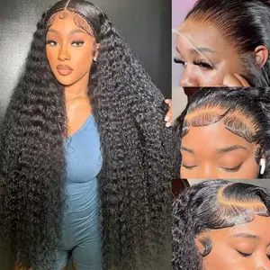 Lemoda 220% Density Curly Lace Front Wig Human 13x6 Deep Wave Frontal Wig Human Hair HD Transparent Wigs 13x4 210% density 12A Curly Wig Human Hair