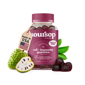 Soursop Nutrition Cell + Immunity Gummies Zero sugar, Vitamin C Echinacea Elderberry Daily Wellness Support for Immune Function and Healthy Aging Dietary Supplement
