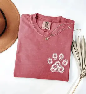 Comfort Colors Flowers Paw Dog Mom Shirt For Dog Mama, Mother's Day Gift, Pet Owner Gift, Graphic Round Neck Tee For Women, Apparel Made In The USA		