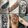 Hyper Realistic Art Temporary Tattoos for Men & Adults - 6 Large, Waterproof, Anti-Friction, 7-15 Days Durable, with Anchor, Compass, Wings & More, Ideal for Casual Use by Tattoo Pain-Averse Individuals