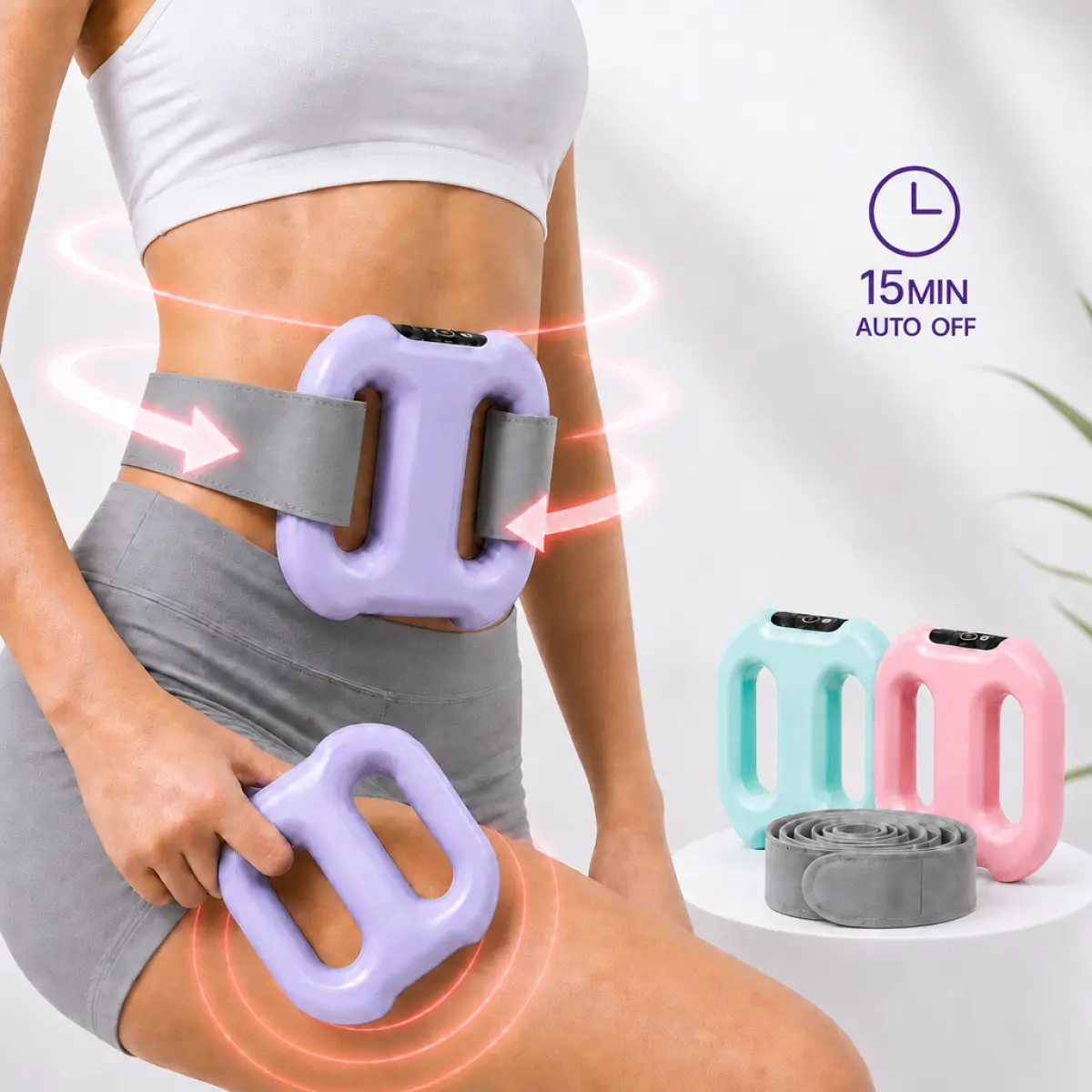 Portable Body Massager, Mini Fascia Massager Ring with Vibration Function, Cordless Rechargeable Massage Tool, Compact Home Massage Device for Back Waist Legs, 3 Modes & 5 Intensities, 13.5cm x 14.5cm x 3.5cm, Ideal Birthday Holiday Gift